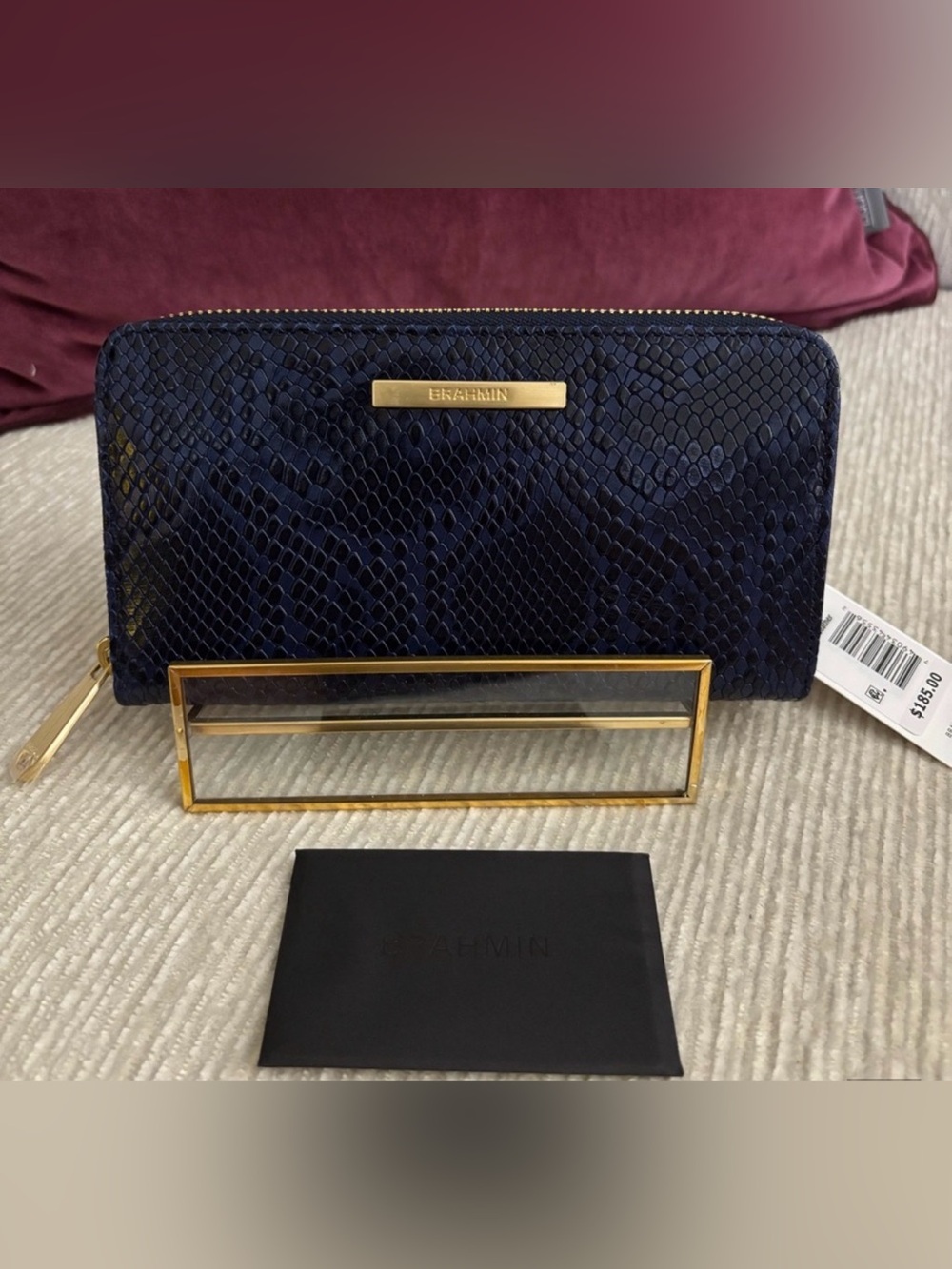 NWT Brahmin Suri Navy Studio Leather Zip Around Wallet